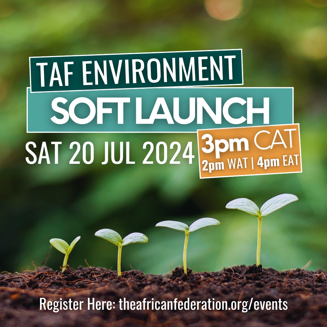 tafchapters's tweet photo. Mitigating environmental challenges in #Africa needs a multifaceted approach. TAF Environment is soft launching on Saturday 20 July 2024 at 3pm CAT | 4pm EAT, and we'll discuss strategies to combat deforestation, enhance biodiversity, promote sustainable agriculture and support #GreenTechnologies. We aim to address climate impacts on agriculture, water resources & ecosystems and develop comprehensive waste management policies. Join us in fostering regional cooperation for a sustainable future. Register here: https://t.co/AD0KT8J5Q5