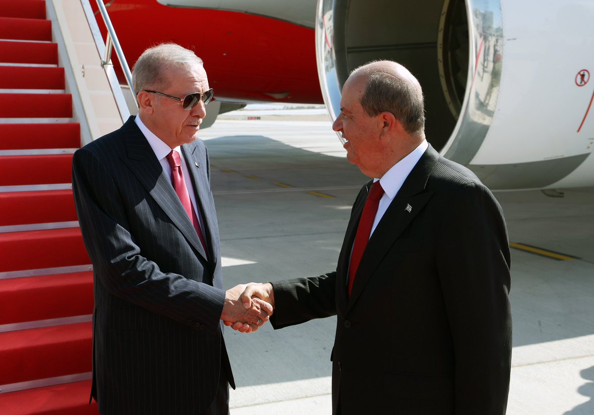 trpresidency's tweet photo. President @RTErdogan has arrived in the Turkish Republic of Northern Cyprus (TRNC) to attend the July 20 Peace and Freedom Day ceremony on the 50th anniversary of the Cyprus Peace Operation. https://t.co/PC4bMIspTC