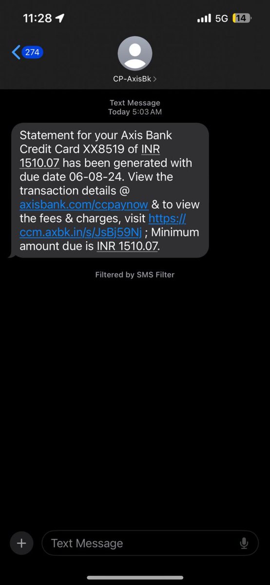 Sejaalll's tweet photo. @AxisBankSupport I have been receiving messages on credit card payment due but I have none with you. I have tried to contact your customer support but didn’t get any response. Please check this urgently. https://t.co/MnBDZ9l96p