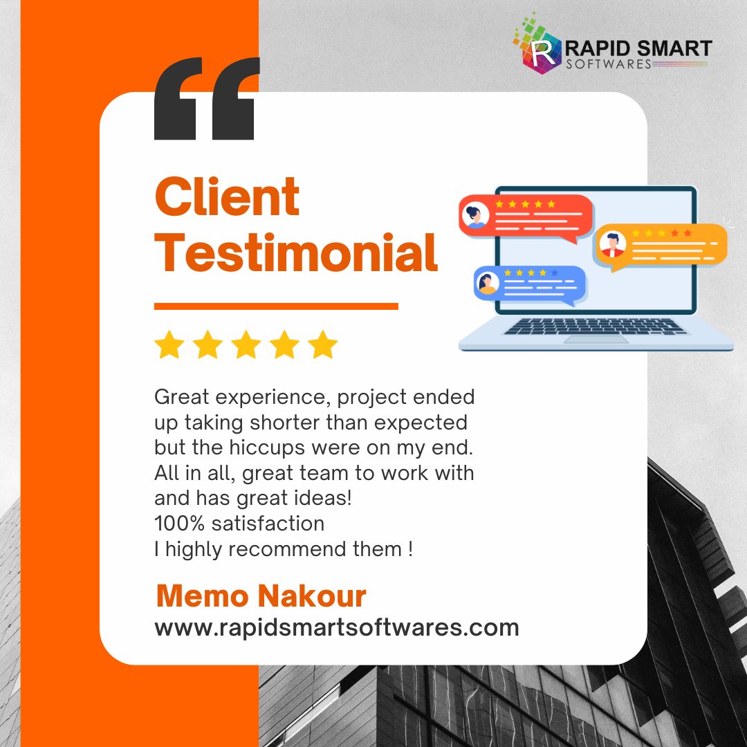 Hear it from our satisfied clients! Join our list of happy clients today! 💼✨ #ClientTestimonial #CustomerSatisfaction #WebDesign #WebsiteDevelopment #WebDesignAgency #WebDesignServices #CustomWebDesign #WebsiteMaintenance #SEOOptimization #EcommerceSolutions #ClientReviews