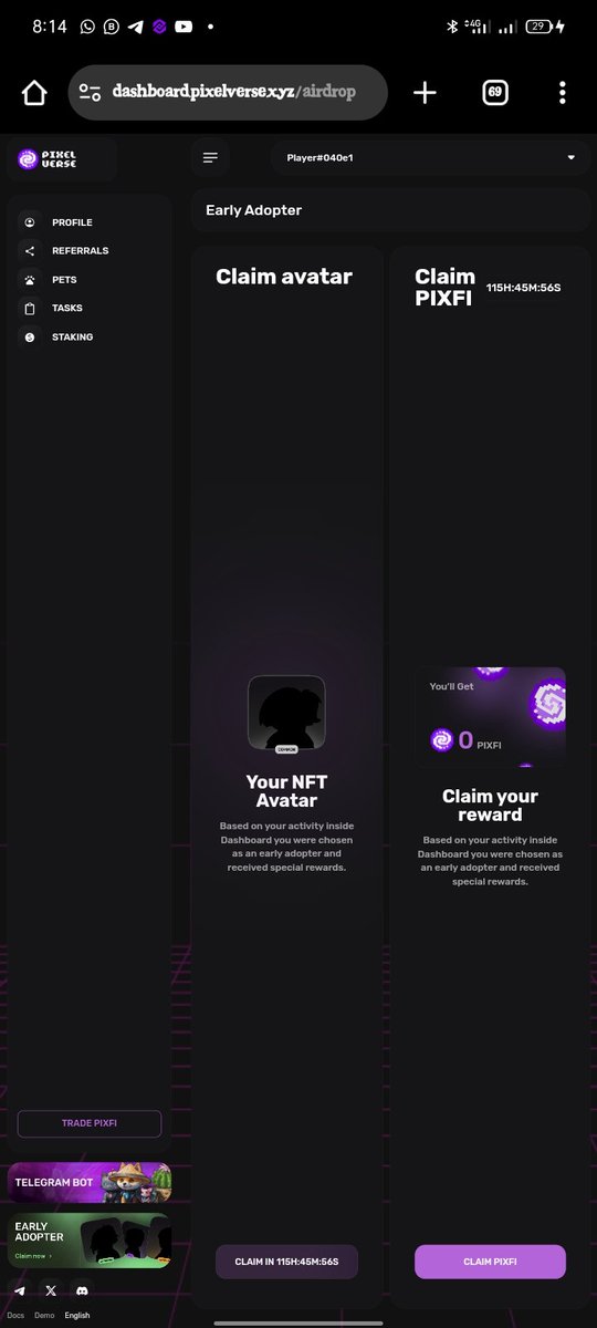 e_purposestore's tweet photo. @pixelverse_xyz @pixelverse_xyz after successfully claiming reward on app and going to dashboard. My points claimed on app does not appear on the dashboard.

How do I resolve this. Thanks https://t.co/5vuSJxiSJi