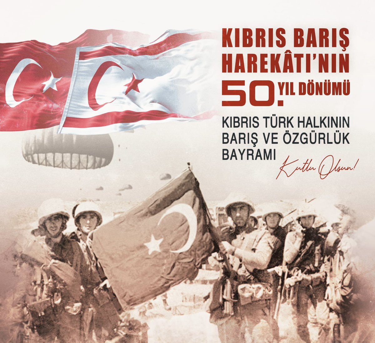 akincemal's tweet photo. Kıbrıs Türklerine Barış, Özgürlük, Huzur ve Güven’i Getiren Kıbrıs Barış Harekatı’ nın 50. Yıl Dönümü Kutlu Olsun.

Türkiye Olarak Kıbrıslı Soydaşlarımızla Omuz Omuza Durmaya, Kuzey Kıbrıs Türk Cumhuriyeti’ nin Hak ve Çıkarlarını Her Daim Savunmaya Devam Edeceğiz.

Kıbrıs Türklerinin Varoluş Mücadelesi İçin
Canlarını Feda Etmiş Şehitlerimizi Rahmetle, Gazilerimizi Şükranla Anıyorum.