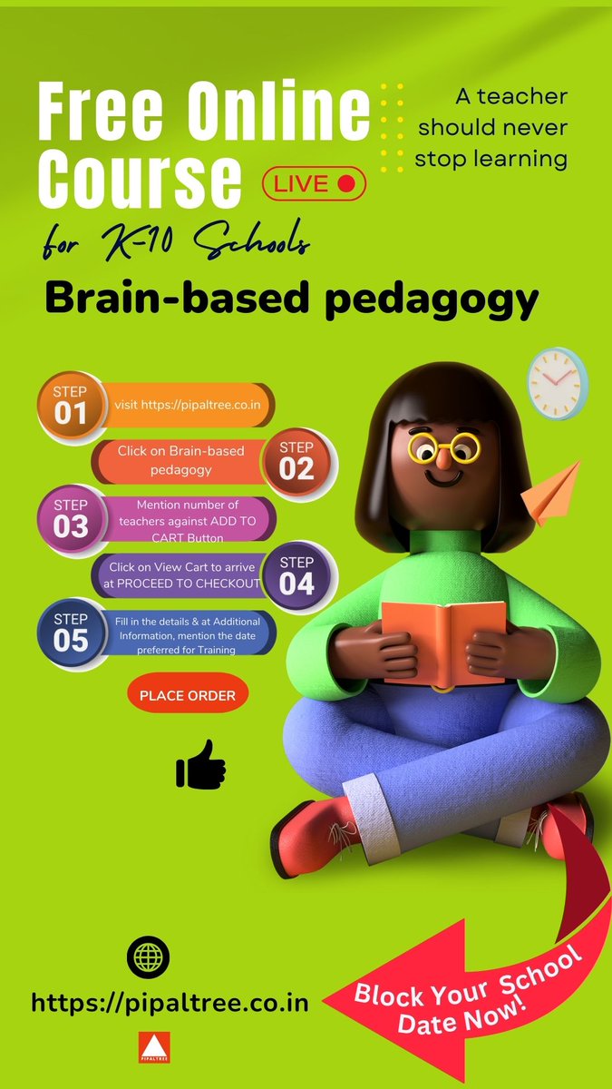 PipalTreeSpeaks's tweet image. Exclusive Offer for K-10 Schools: Absolutely *Free Training* with No Hidden Terms or Agendas! Just take time out and enrich your teaching skill!
#freetraining #pedagogy #neuroteaching #school  #teachers