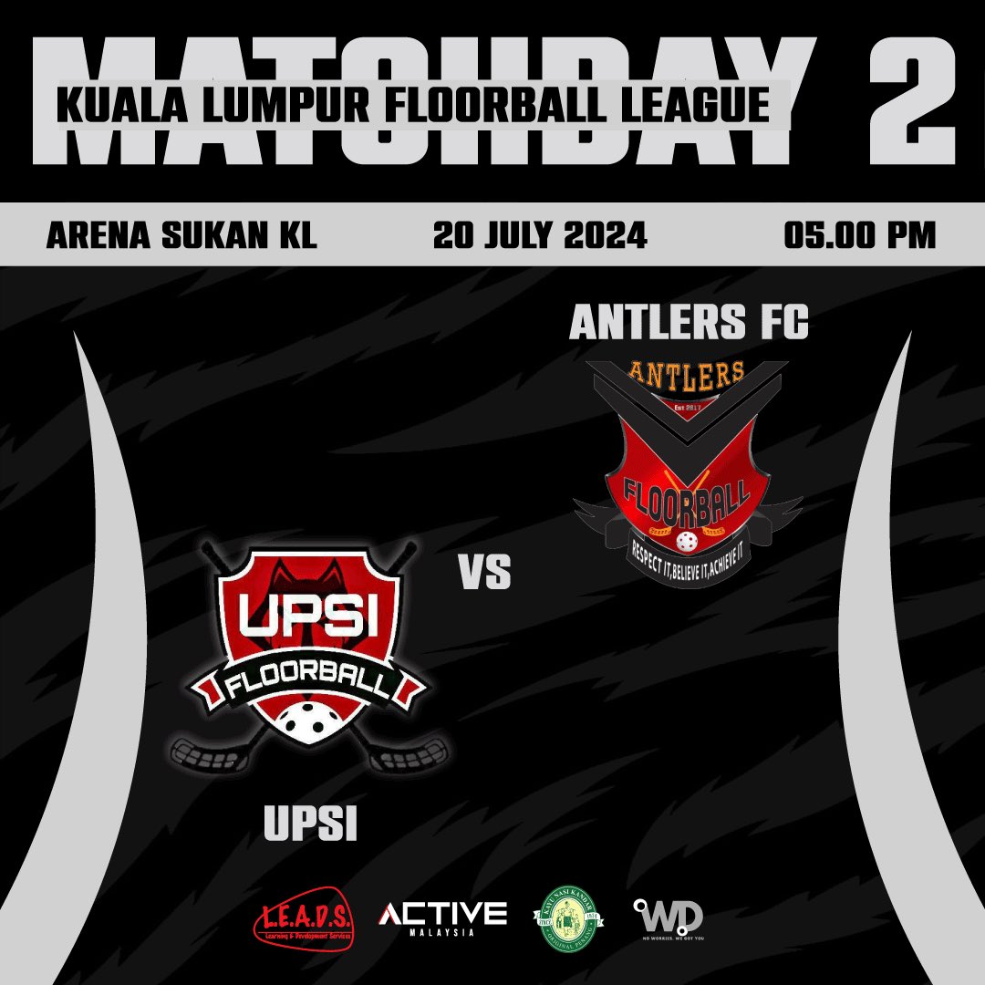 AntlersClub's tweet photo. [MATCHDAY 2]

Another important day ! Antlers against UPSI 
Feel free to support your favourite team ! 
Let’s go boys, Antlers Forever !

🏟️: Arena Sukan KL
🗓️: 20 July 2024
🕑: 05.00 PM

#antlersforever #antlers #upsi #leads #activemy #kayunasikandar #kualalumpurfloorballleague https://t.co/x936WUw7kG