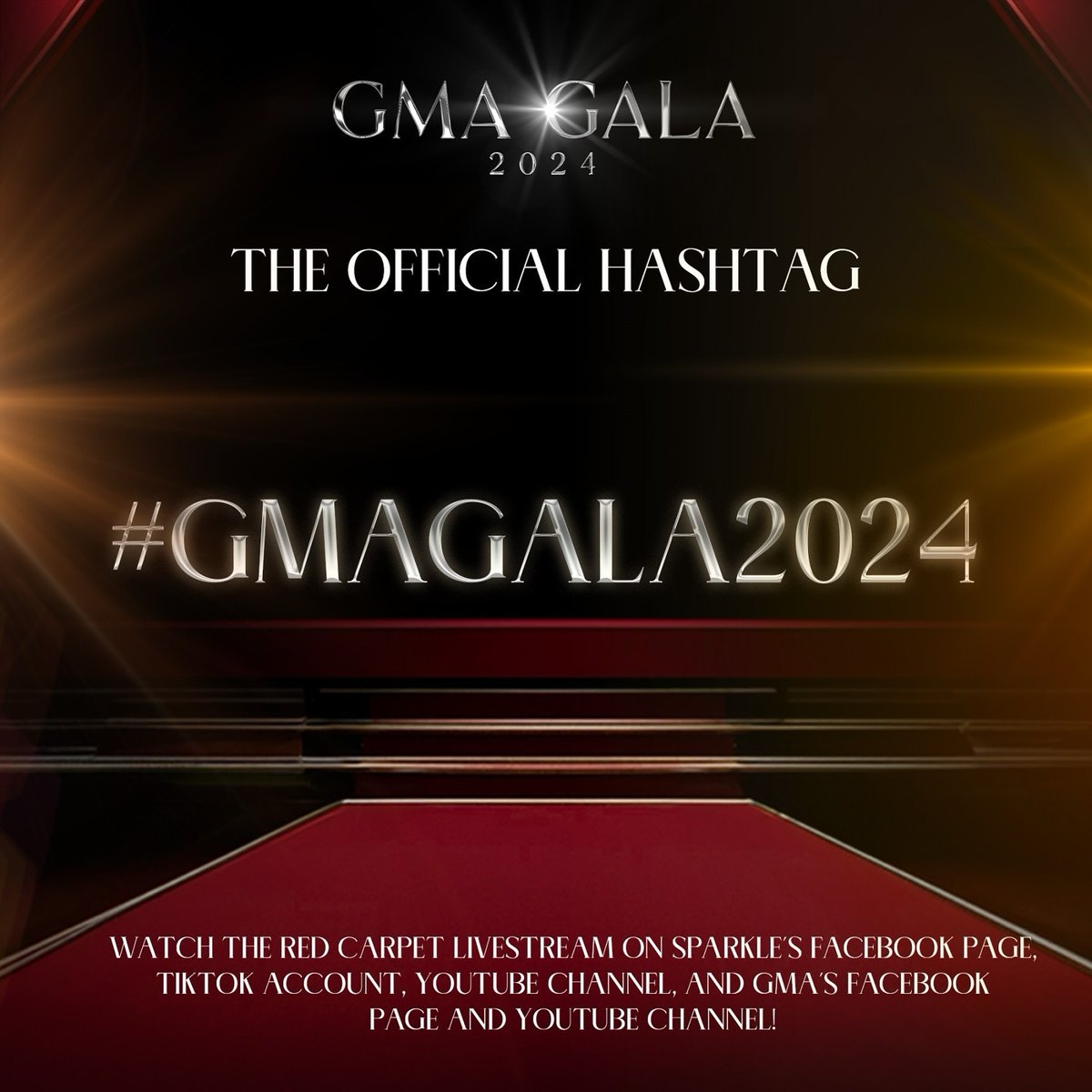 gmanews's tweet photo. The red carpet is ready for the #GMAGala2024 tonight!

Catch the red carpet livestream today at 5PM on @Sparkle_GMA's Facebook, YouTube, and TikTok, and on @gmanetwork's Facebook and YouTube. https://t.co/PBVQrZEmqc