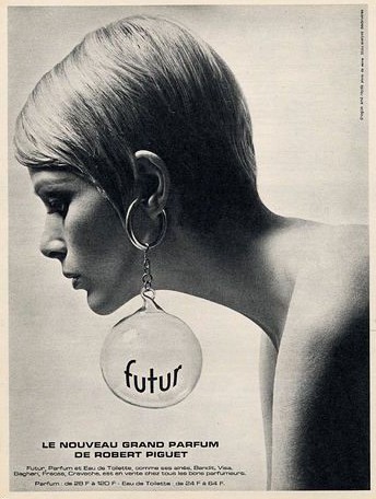 wendyOrourke's tweet photo. Print ad for Futur perfume by Robert Piguet (1967)

Earrings by Evelyne Desbruères https://t.co/IU6W8m7YpB