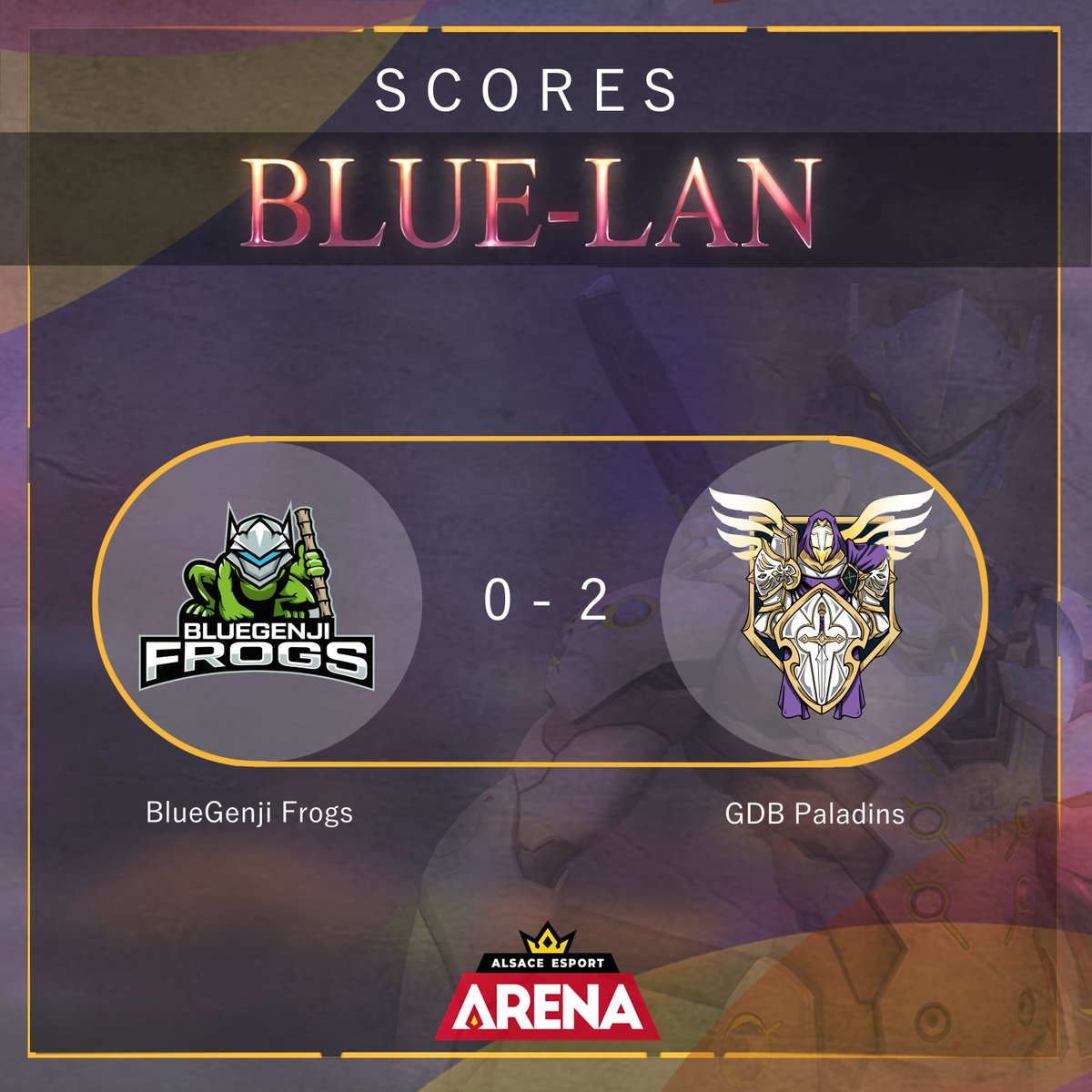 La BlueLan a débuté ce samedi matin à 9h avec le premier match opposant les @Guilde_Braves Paladins  aux BlueGenji Frogs ! Ce dernier s'est clot par un 2 - 0 de la part des GDB Paladins, félicitation à eux, et merci à vous pour ce merveilleux match !