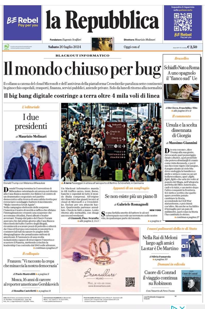 avantibionda's tweet image. Vabbè che da mesi tacciono sul genocidio dei palestinesi e quotidiani crimini di Israele, ma che i “maggiori” quotidiani italiani avessero anche il coraggio di non mettere neanche un trafiletto sulla storica sentenza della Corte internazionale di Giustizia non ci credevo.
Invece.