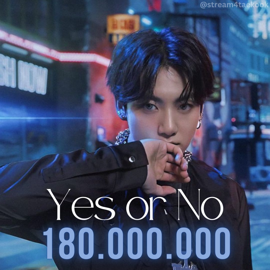 "Yes or No" by Jungkook has surpassed 180 Million streams on Spotify.

Congratulations Jungkook! 💜
#YesorNo180M