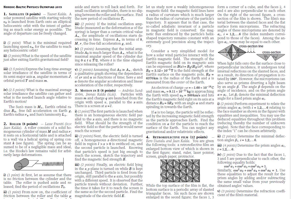 Hookean1's tweet photo. Physics teachers. If you are looking to push your keenest A-Level students then these Baltic Olympiad Qs are a stiff challenge https://t.co/PCxIZqUCIQ https://t.co/szUFZrVHXX