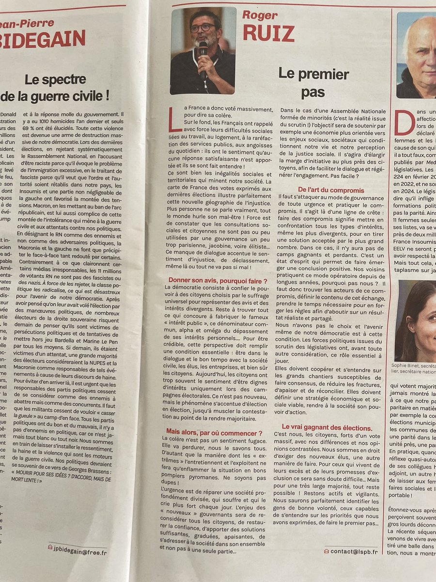 ruizroger2's tweet photo. Il va falloir apprendre ou s’y habituer : faire des compromis n’est pas se compromettre, c’est faire de l’intelligence collective… Qui pour faire le premier pas ? Mon édito dans la Semaine du Pays Basque. #paysbaque #semainedupaysbasque @followers https://t.co/h15q0RMkWO