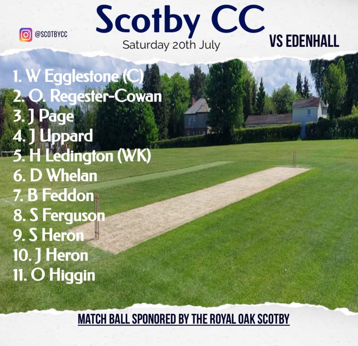 Scotby’s Team for our Cup game against Edenhall today #TMS