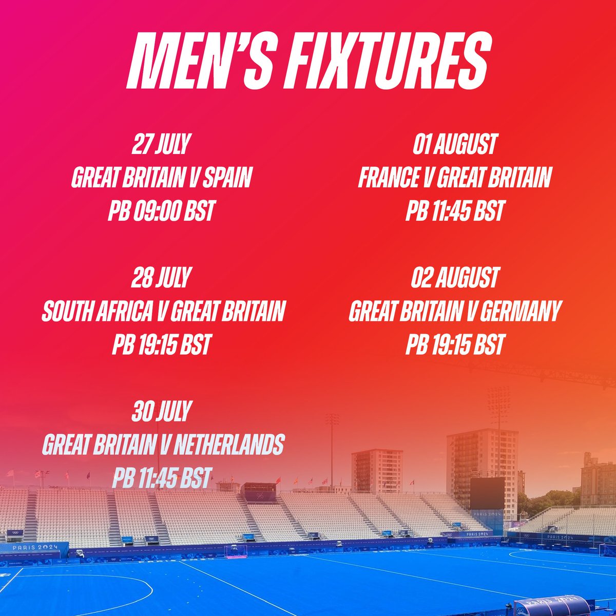 IT’S ONE WEEK TO GO 🤩

Just seven more days until the first hockey match of the Paris 2024 Olympic Games.

Our men’s team are first up on Sat 27th at 9am BST 📅