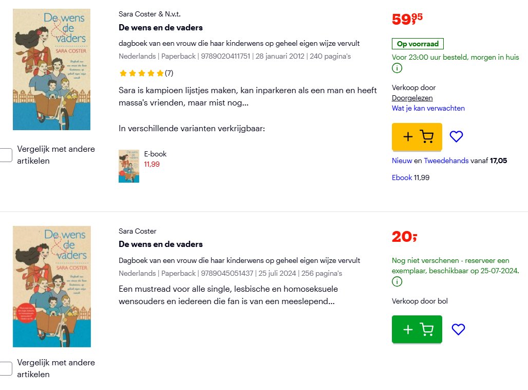 Vanaf 25 juli is mijn boek weer te koop, het wordt opnieuw uitgegeven! Het staat nu al op bol.com, dus dan is het écht waar. Het e-book is er dan ook weer!
Omdat de titel "gelicht" was, doken 2dehandsboekverkopers erop, en vragen 59,95, dat is nu dan ook voorbij!