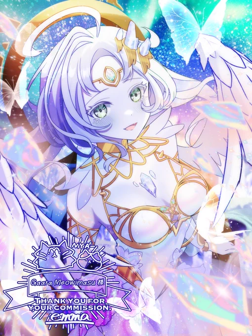 skeb納品しました! オーロラカラーの美しい女神様 神々しくなれ…ッッと念じながらキラキラエフェクトを盛りました。 リクエストありがとうございました!楽しく描かせていただきました⸜⸝ #Skeb #Commission #Skeb募集中