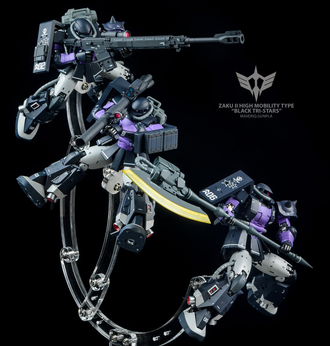 maveriqZERO's tweet photo. The Black Tri-Stars in action. Action base by Gokinplus Collectibles.
#bandai #mobilesuit #gffmc
#ms06r1a #zakuhighmobillitytype
#ms06r1azakuiihighmobilitytype
#blacktristars
#zeon #principalityofzeon
#universalcentury
#mobilesuitgundam
#mobilesuitgundamorigin https://t.co/4DcGoCdYTD