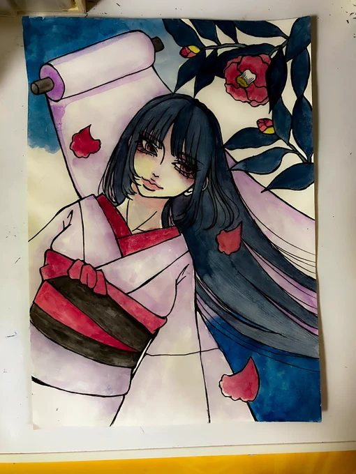 制作過程 #和風イラスト
