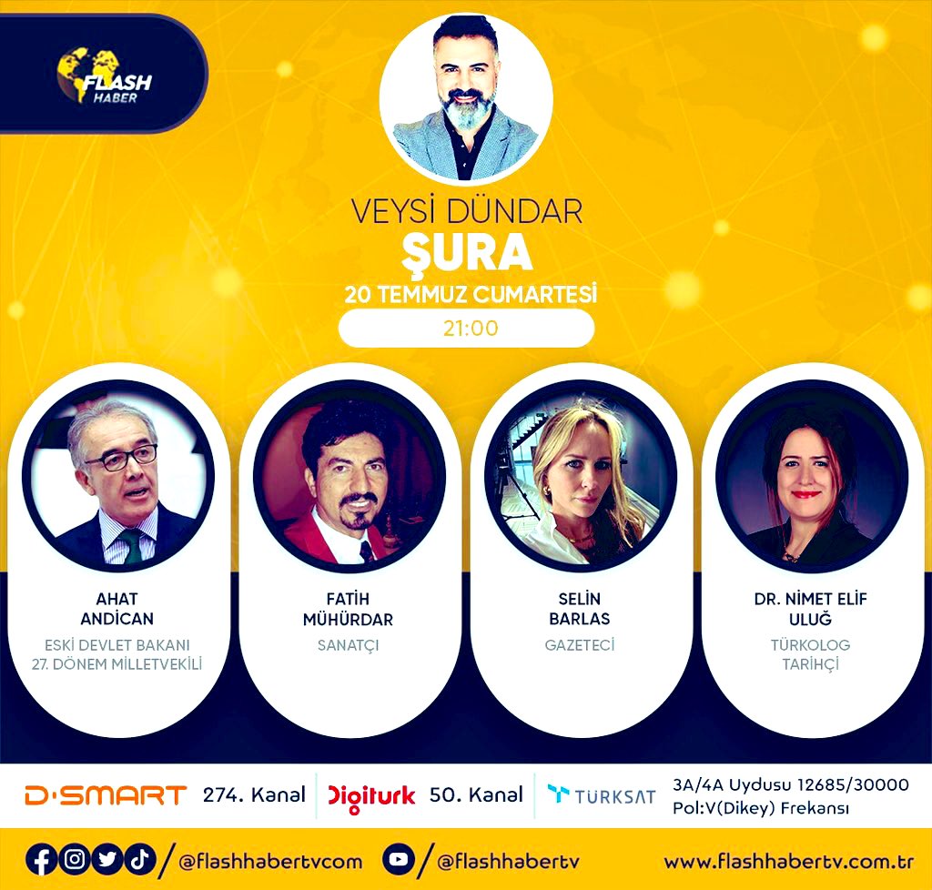 Cumhuriyet tarihindeki tek toprak alımı...
Barışın teminatı Kıbrıs Barış Harekatının 50. yılında, Kıbrıs’ı tüm yönleriyle tarihçesini konuşacağız. Bu akşam saat 21’de @flashhabertvcom da Şura programında.
<a href="/AhatAndican/">Ahat Andican</a> <a href="/dr_elifulug/">Dr. Nimet Elif Uluğ</a> <a href="/selinbarlas/">Selin M. Barlas</a> ve #FatihMühürdar