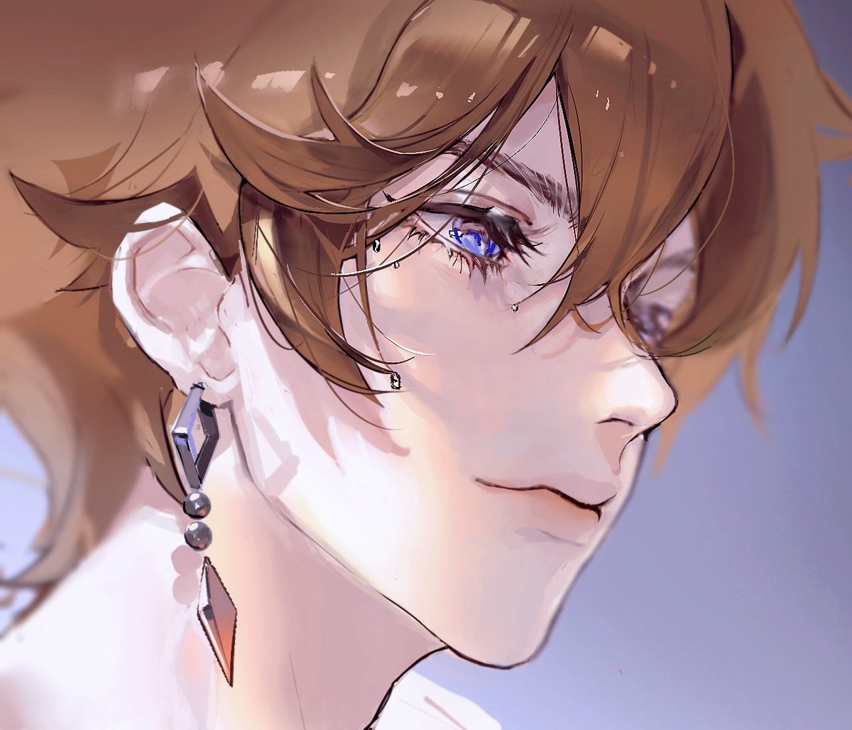 #タルタリヤ生誕祭2024
#Tartaglia 
#GenshinImpact 
画了怼脸拍鸭鸭！生日快乐！🍰