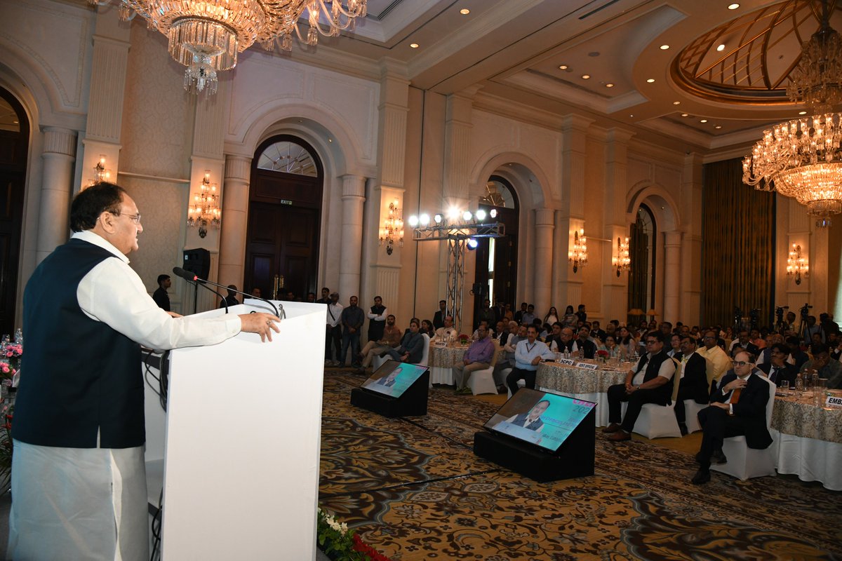 JPNadda's tweet photo. Launched the 13th Edition of Biennial International Expo and Conference India Chem 2024 in New Delhi today.

Our government has initiated various structural reforms to support industrial development, with a special emphasis on strengthening the chemical sector by giving it top priority.

This year theme, "Advantage Bharat: Indian Chemicals and Petrochemicals Paving the Future," aligns perfectly with Hon'ble PM Shri @narendramodi ji's vision of making India the 3rd largest economy in the world.

#IndiaChem2024