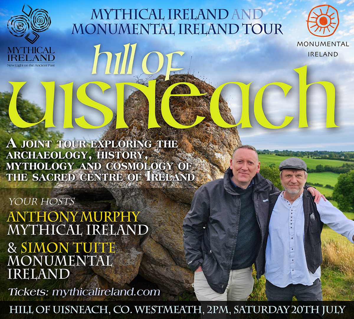 Mythical Ireland (@mythicalireland) on Twitter photo THIS IS ON TODAY! 2pm, Hill of <a href="/UisneachFire/">UISNEACH - THE SACRED CENTRE OF IRELAND</a> , Co. Westmeath. Joint Simon Tuite of Monumental Ireland and Anthony Murphy of Mythical Ireland to explore the #archaeology , #history, #mythology and #cosmology of the Sacred Centre of Ireland. Tickets:
mythicalireland.com/products/the-a… THIS IS ON TODAY! 2pm, Hill of <a href="/UisneachFire/">UISNEACH - THE SACRED CENTRE OF IRELAND</a> , Co. Westmeath. Joint Simon Tuite of Monumental Ireland and Anthony Murphy of Mythical Ireland to explore the #archaeology , #history, #mythology and #cosmology of the Sacred Centre of Ireland. Tickets:
mythicalireland.com/products/the-a…