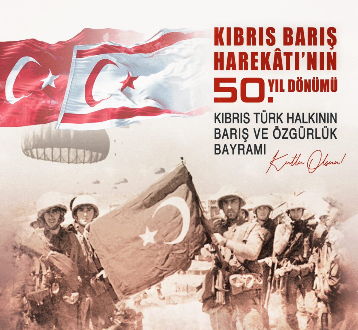 duralikolpak's tweet photo. Kıbrıs Türklerini özgürlüğe kavuşturan Kıbrıs Barış Harekatı'nın 50. yıl dönümü kutlu olsun. Aziz şehitlerimizi rahmet gazilerimizi saygıyla anıyoruz. https://t.co/pKfuIUEyjG