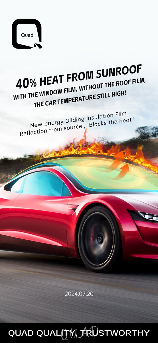 QuadVietnam's tweet photo. 40% Heat from sunroof
Quad II New Energy Gilding Insulation Film
Quad Quality, Worthy Reliable
#Quad #quadfilms #carfilm #ppffilm #ppfprotection #cars #ppfwrap https://t.co/5gkg9H1MzQ