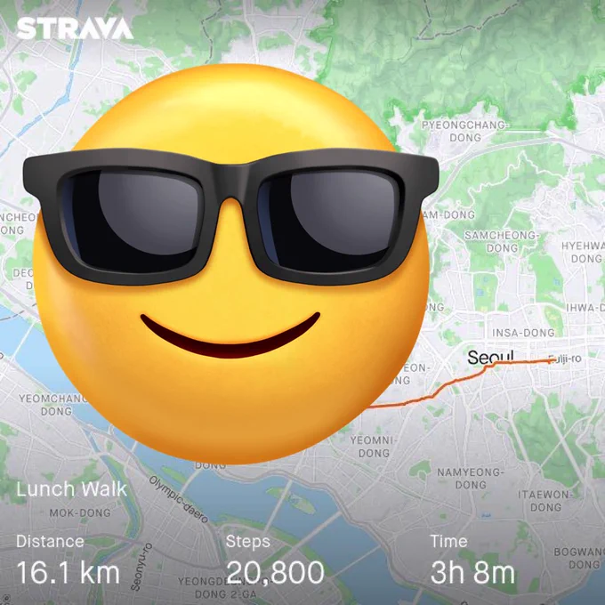 I walked 16km. It stopped raining after a long time. So I walked as much as I wanted..