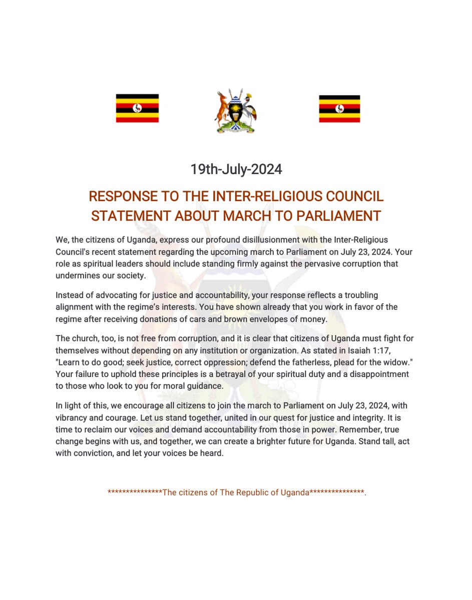 Repost mpaka ku all Religious leaders 📍
#StopCorruption #Match2Parliament #AnitaMustResign