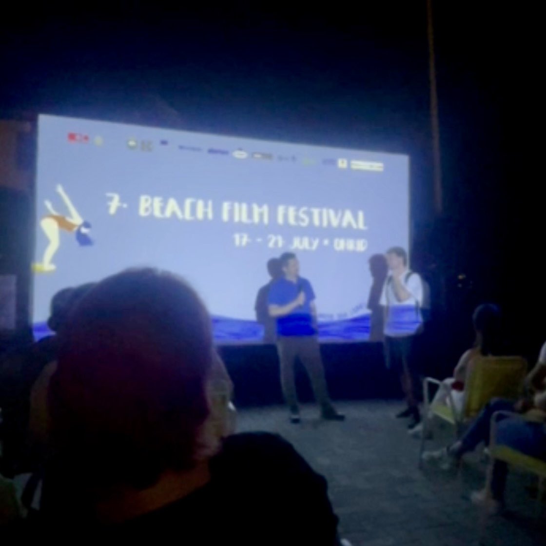 From the screening of my short film BUG at the Beach Film Festival last night in Ohrid, Macedonia. Followed by a Q&amp;A session with thought-provoking questions from the audience! 📽️🪲🌊 #bug #shortfilm #filmfestival