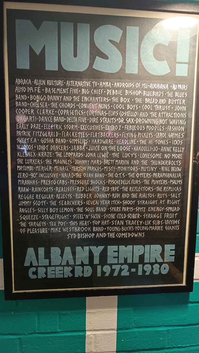 Displayed unassumingly in foyer of <a href="/TheAlbanySE8/">Albany Deptford</a> a reminder of days past An A-Z of bands &amp; artists many no longer with us (and one* I'll see for the very first time this Oct thanks to <a href="/marrakechqueen/">Marrakech Queen</a> )
 
<a href="/RonnieGolden1/">'Ronnie Golden'</a> <a href="/chrisdifford/">Chris Difford</a> - spot your entries gents ?
* <a href="/Squeezeofficial/">Squeeze</a>