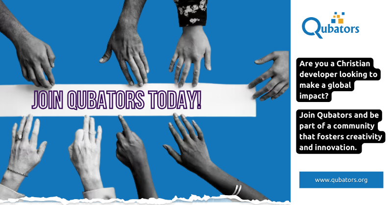 Qubatorsnet's tweet photo. "Are you a Christian developer looking to make a global impact? Join Qubators and be part of a community that fosters creativity and innovation. Let's build efficient web and mobile apps together. #Qubators #ChristianDevelopers #GlobalImpact" https://t.co/mOrf4ynYRN