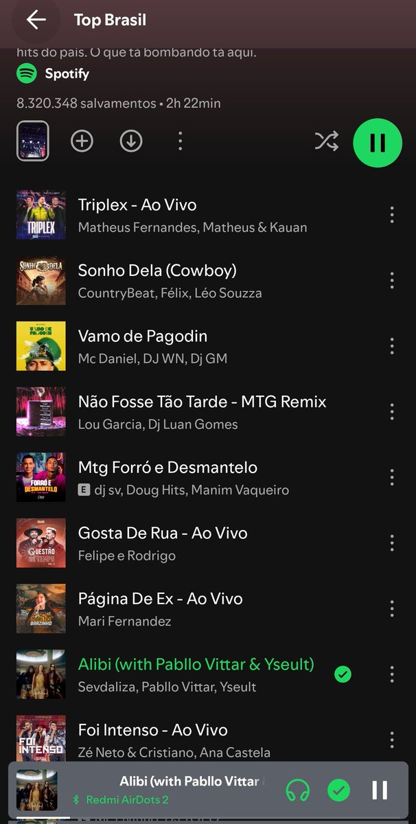 Alibi está em 8° na Top Brasil