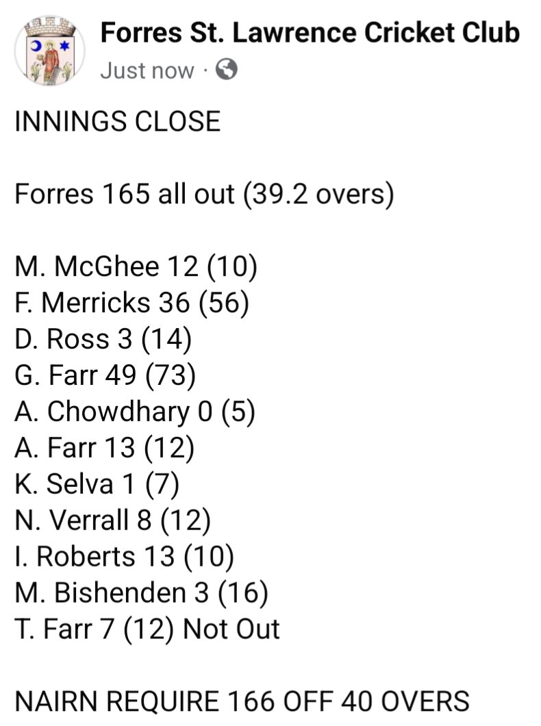 Forres St. Lawrence Cricket Club tweet media