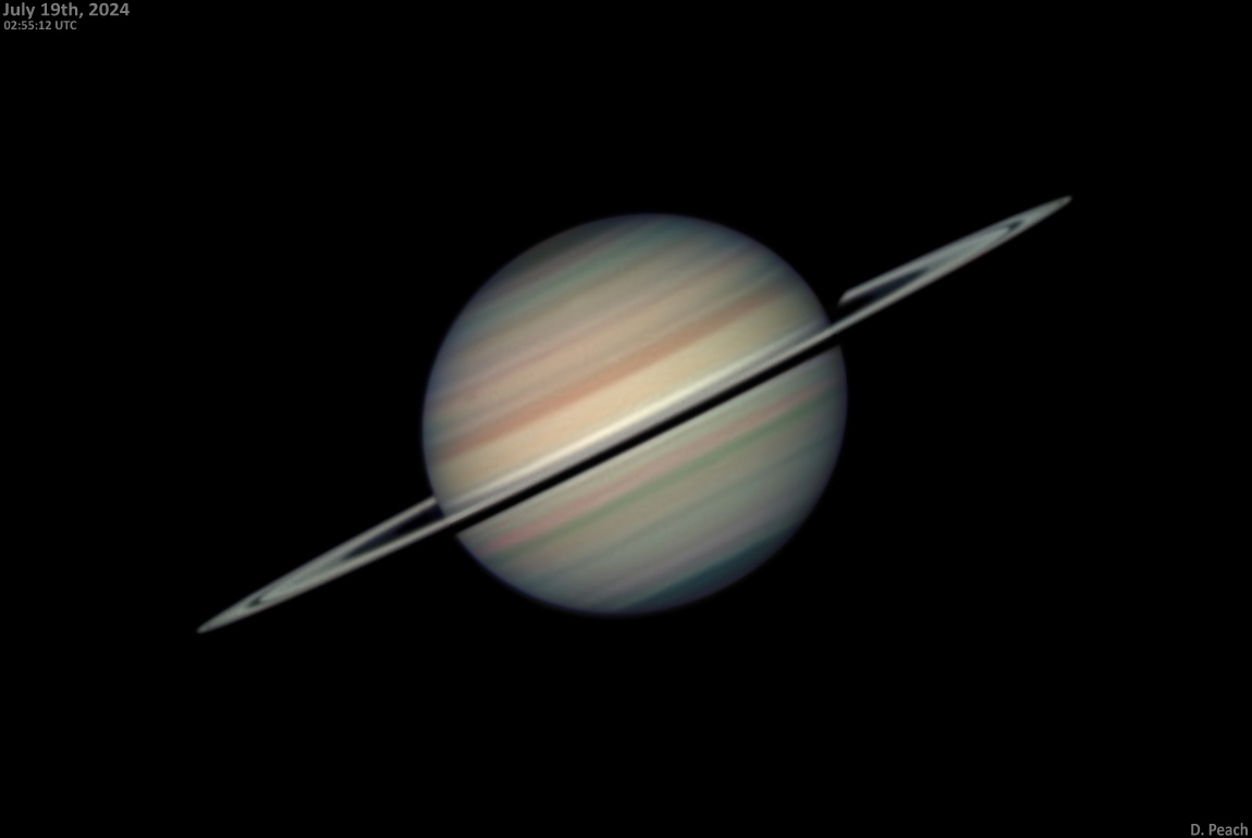 peachastro's tweet photo. #Saturn on July 19th https://t.co/5lxFpIzr7O Some  very good conditions yesterday morning for Saturn. Some faint spots can  be seen on the planet but otherwise all is very quiet. C14 with Saturn  M-SQR. LRGB. 75min total time. https://t.co/HhF8Q2194c
