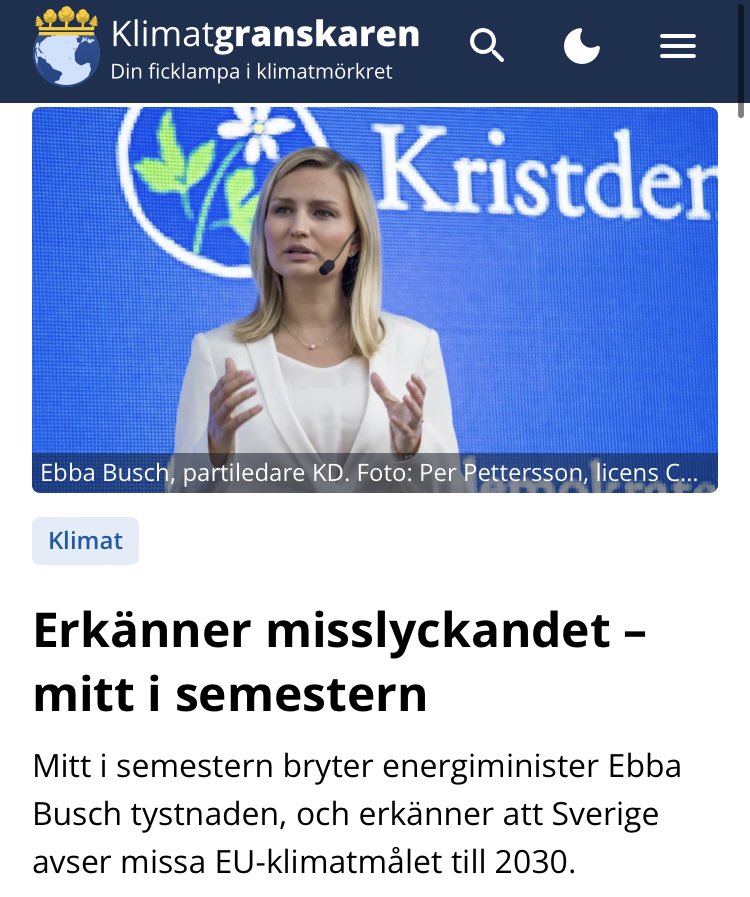 Klimatgranskaren (@klimatgranskarn) on Twitter photo Det är EU-nivån som är den viktiga i klimatfrågan, brukar regeringen säga. Men Sverige planerar att bomma samtliga EU-klimatmål och har ingen idé om hur den saken ska åtgärdas. Det är EU-nivån som är den viktiga i klimatfrågan, brukar regeringen säga. Men Sverige planerar att bomma samtliga EU-klimatmål och har ingen idé om hur den saken ska åtgärdas.