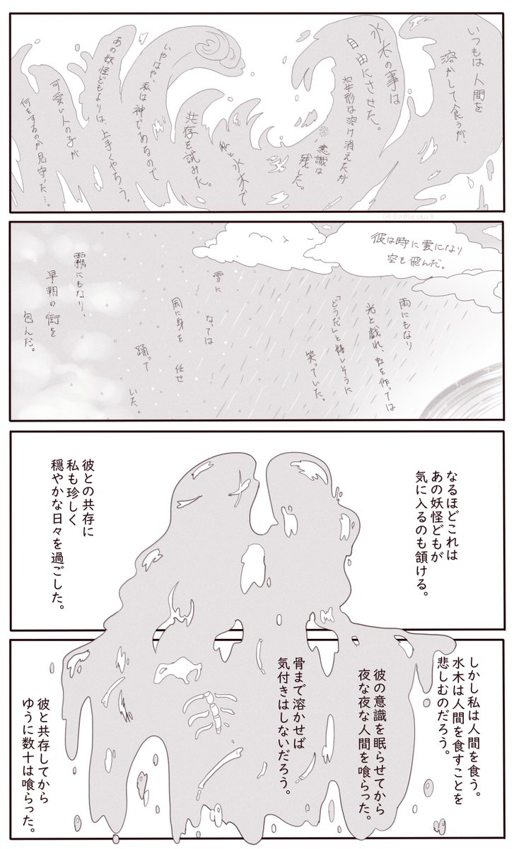 水の神さまに気に入られて 溶かされて、取り入れられちゃった💧さんの話。(1/2)

※なんでも許せる人向け。  
※私の趣味全開。 