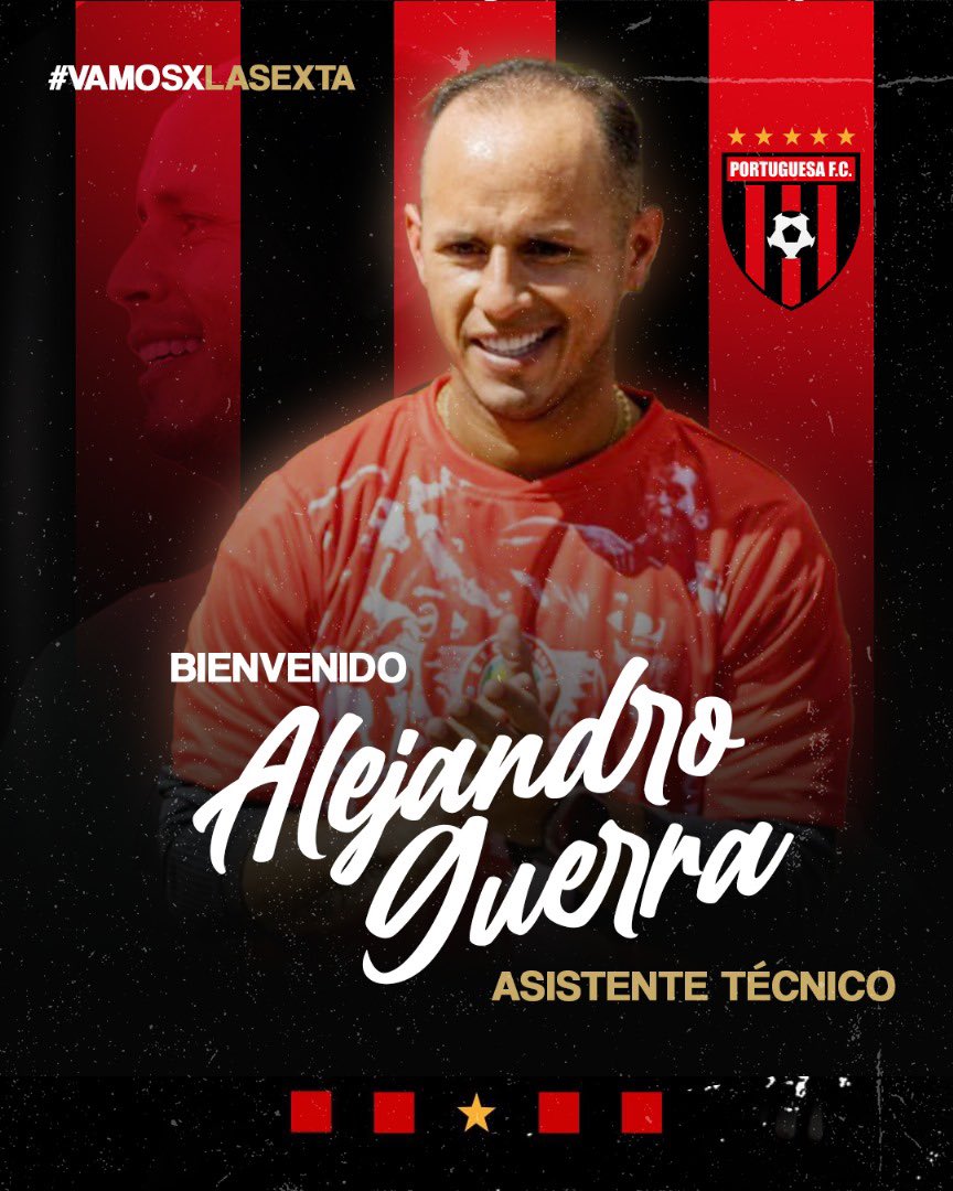 Portuguesa_FC's tweet photo. 🇻🇪 Un 𝒄𝒂𝒎𝒑𝒆ó𝒏 refuerza el banquillo rojinegro ¡Bienvenido Alejandro “El Lobo” Guerra! 

Nos complace anunciar que el venezolano será parte del staff técnico de Giancarlo Maldonado. 

#LigaFUTVEBancoDeVenezuela • https://t.co/zWP7MCJ7of