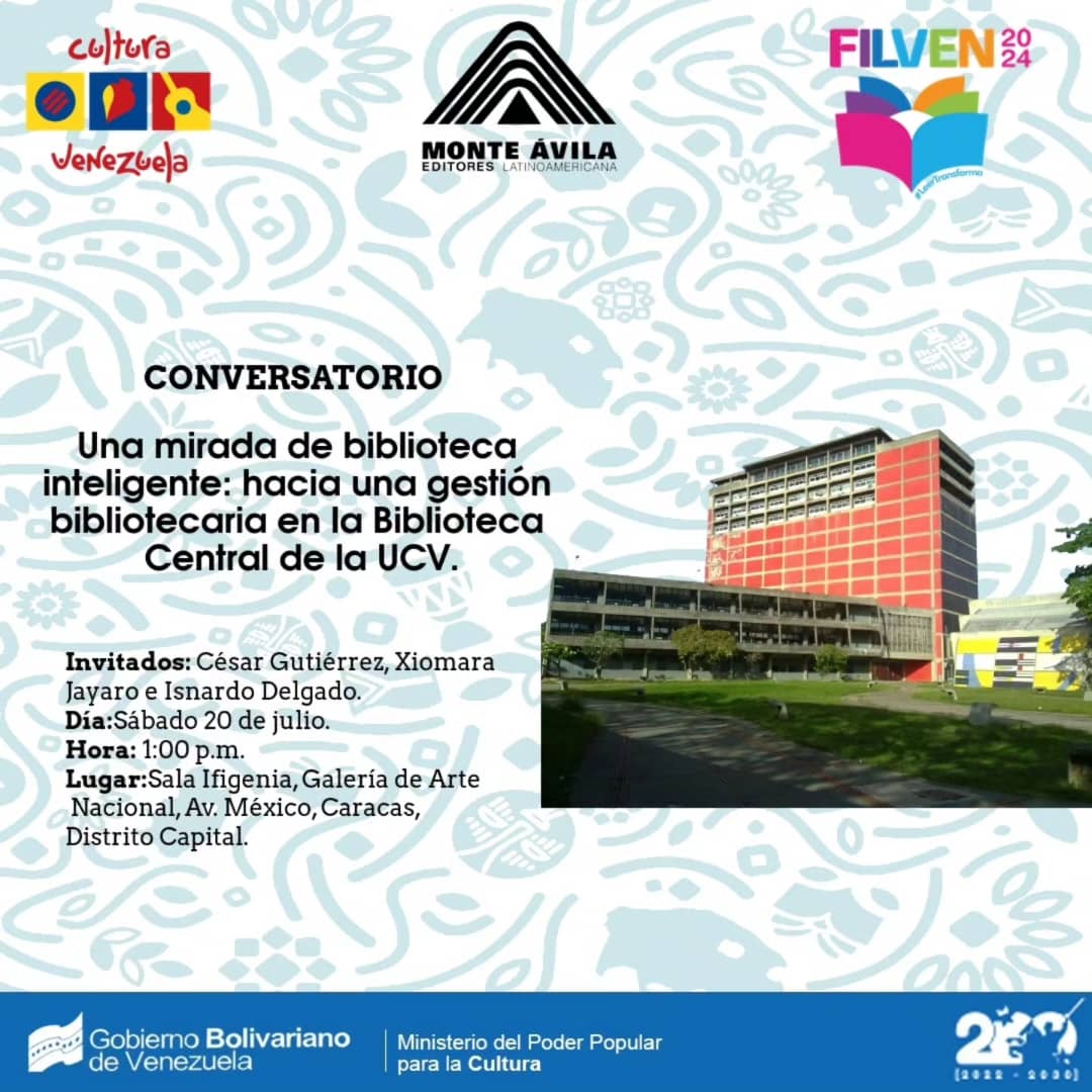 Hoy #20Julio disfruta de la diversidad literaria que la #Filven2024 tiene para ti 

Acá te dejamos interesantes presentaciones  de la editorial Monte Ávila 👇🏽

¡Participa!

-

#LeerTransforma