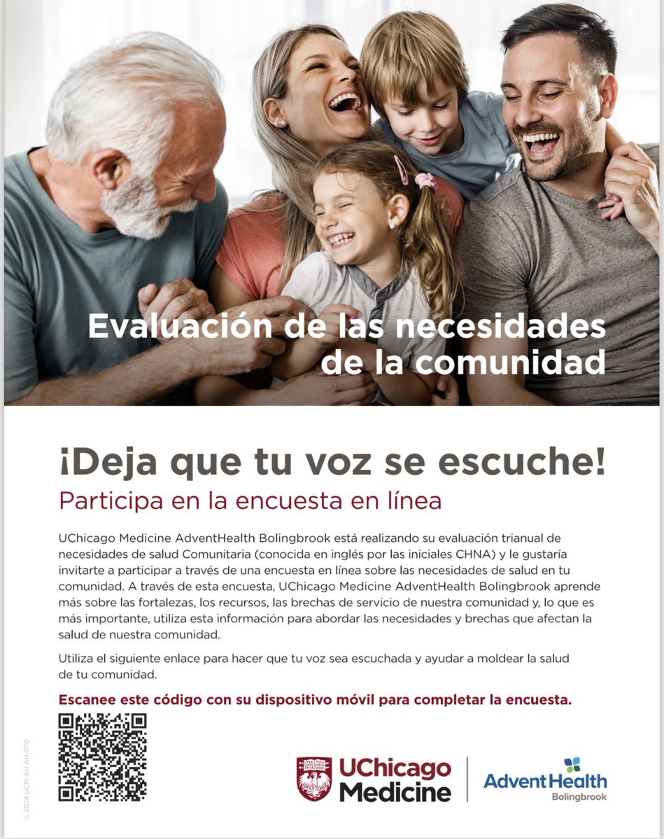 COMPARTE TUS OPINIONES: El hospital de Bolingbrook, esta evaluando las necesidades de la comunidad. Porfavor ayúdanos a compartir tus experiencias y sugerencias para el hospital. 👉🏾 adventhealth.formstack.com/forms/adventhe… #comunidad
