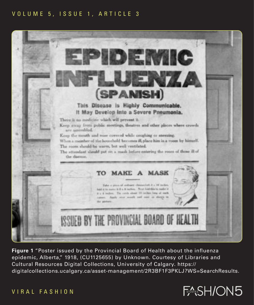 _FashionStudies's tweet photo. Check out one of our amazing Volume 5 Issue 1 articles! Use the link in our bio to read “Viral Fashion: Clothing on the 1918 Influenza Pandemic and the COVID-19 Pandemic” by Brigid Trott and Robin Chantree.
#FashionStudies #Volume5 #OpenAccessFashion https://t.co/HQ4dJ3ifKQ