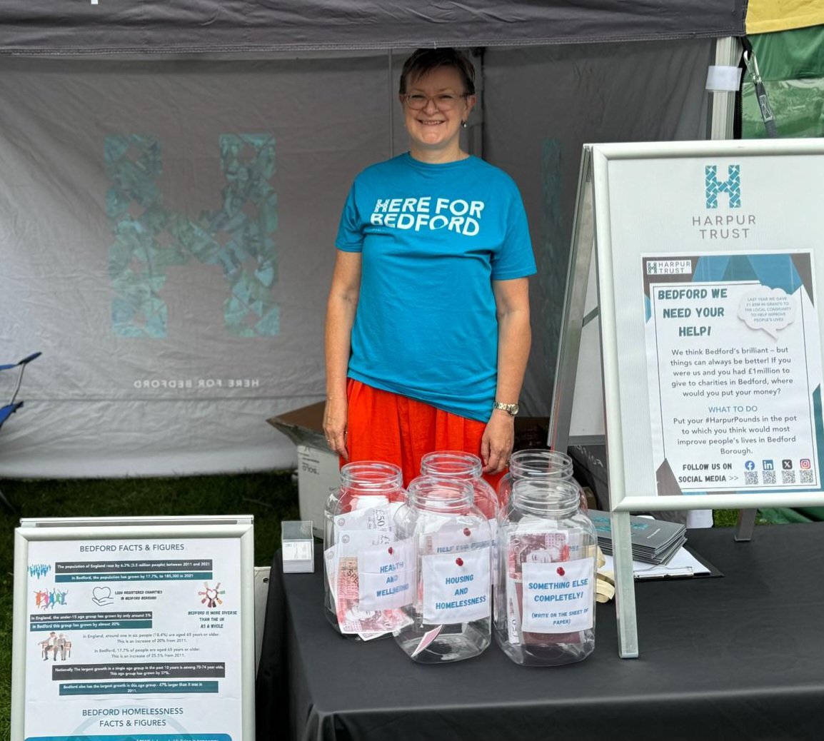 TheHarpurTrust's tweet photo. We're at #BedfordRiverFestival all weekend come and say hi and win a prize by helping us decide where grant funding could be spent! We're by the band stand in Mill Meadows. #TogetherForBedford #WinAPrize #JoinUs https://t.co/ivQSJWWtRS