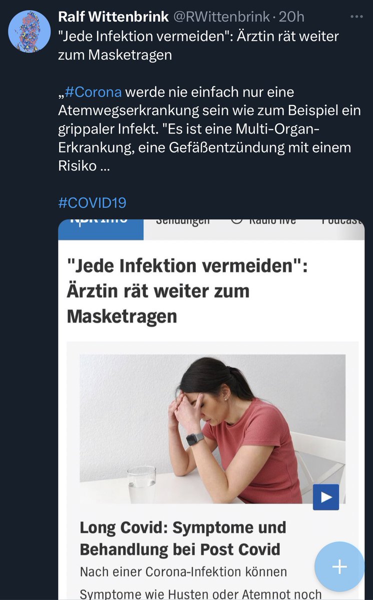 Der Artikel ist medizinischer Unfug. 
1. COVID ist eine respiratorische Atemwegserkrankung. Für sehr viele Menschen ist COVID nur eine mittlere Erkältung. 
2. Masken haben für die Allgemeinheit keinen Mehrwert.
3. Die Angst vor COVID und LongCovid wird irrational hochgehalten.