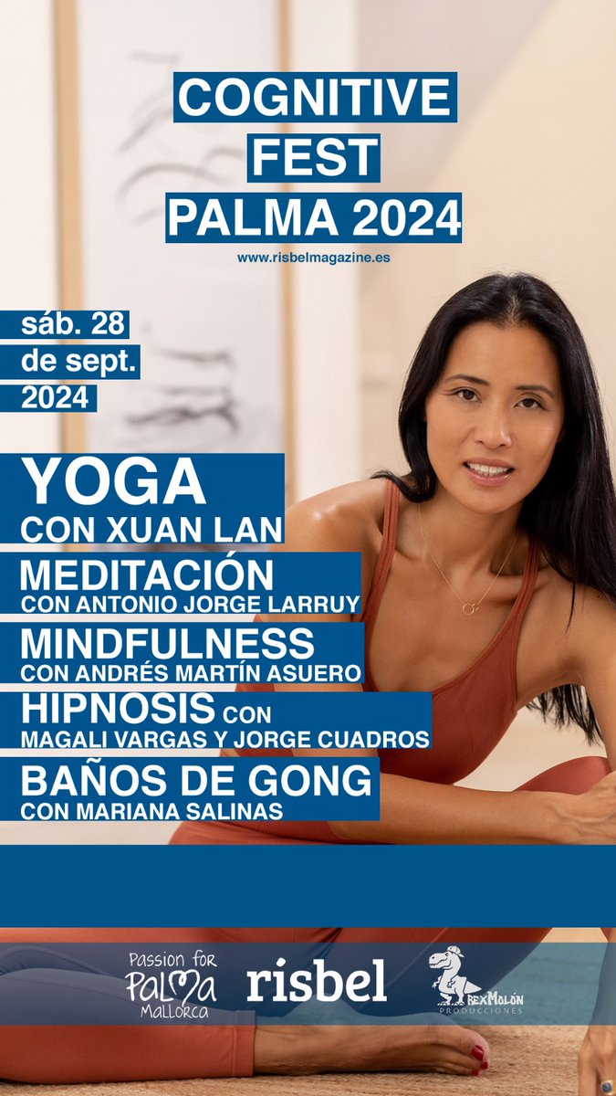 Enrique Coperías (@cienciadelcope) on Twitter photo Si practicas el #yoga, la #meditación, la #autohipnosis o el #mindfulness, este es tu evento.
🧘El próximo sábado 28 de septiembre celebramos en Palma de Mallorca la primera edición de #CognitiveFest, con la participación de grandes expertos como <a href="/xuanlanyoga/">Xuan Lan Yoga</a>, Andrés Martín Si practicas el #yoga, la #meditación, la #autohipnosis o el #mindfulness, este es tu evento.
🧘El próximo sábado 28 de septiembre celebramos en Palma de Mallorca la primera edición de #CognitiveFest, con la participación de grandes expertos como <a href="/xuanlanyoga/">Xuan Lan Yoga</a>, Andrés Martín