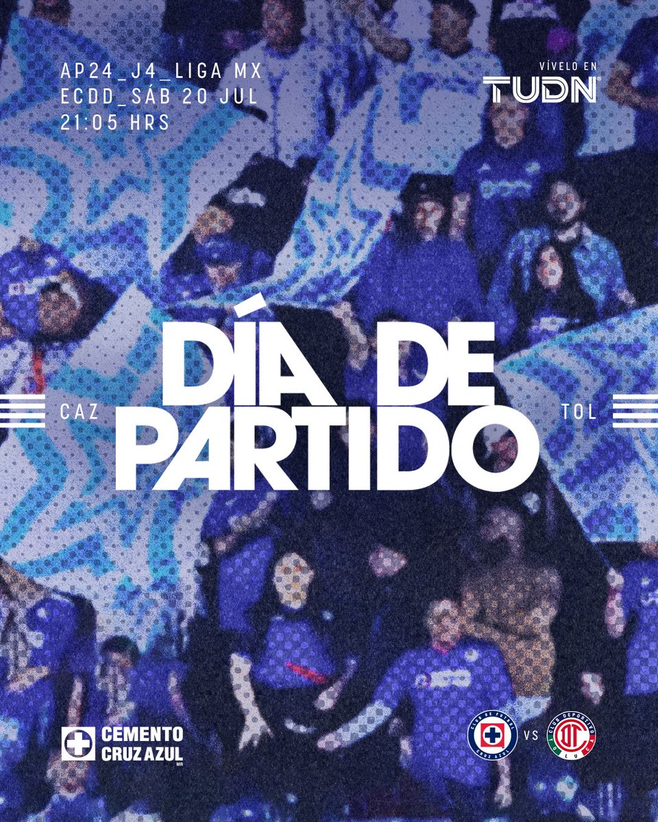 CruzAzul's tweet photo. ES SÁBADO DE VER A LA MÁQUINA 💙😍

Jugamos la jornada 4 ante Toluca en el @estadiocdd. 🏟️

⏰ 21:05

#AzulDePorVida https://t.co/YOtRMwHcQl