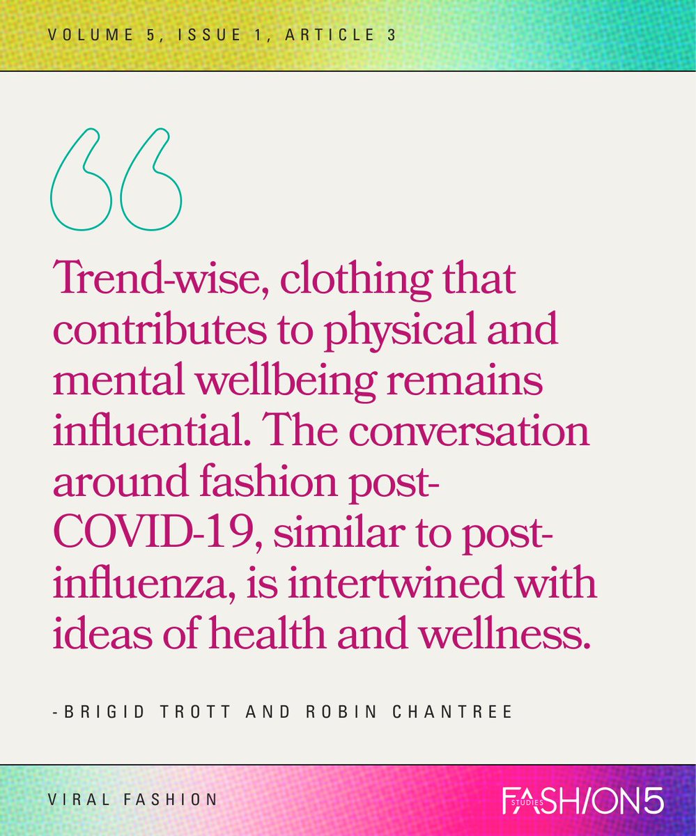 _FashionStudies's tweet photo. Check out one of our amazing Volume 5 Issue 1 articles! Use the link in our bio to read “Viral Fashion: Clothing on the 1918 Influenza Pandemic and the COVID-19 Pandemic” by Brigid Trott and Robin Chantree.
#FashionStudies #Volume5 #OpenAccessFashion https://t.co/HQ4dJ3ifKQ