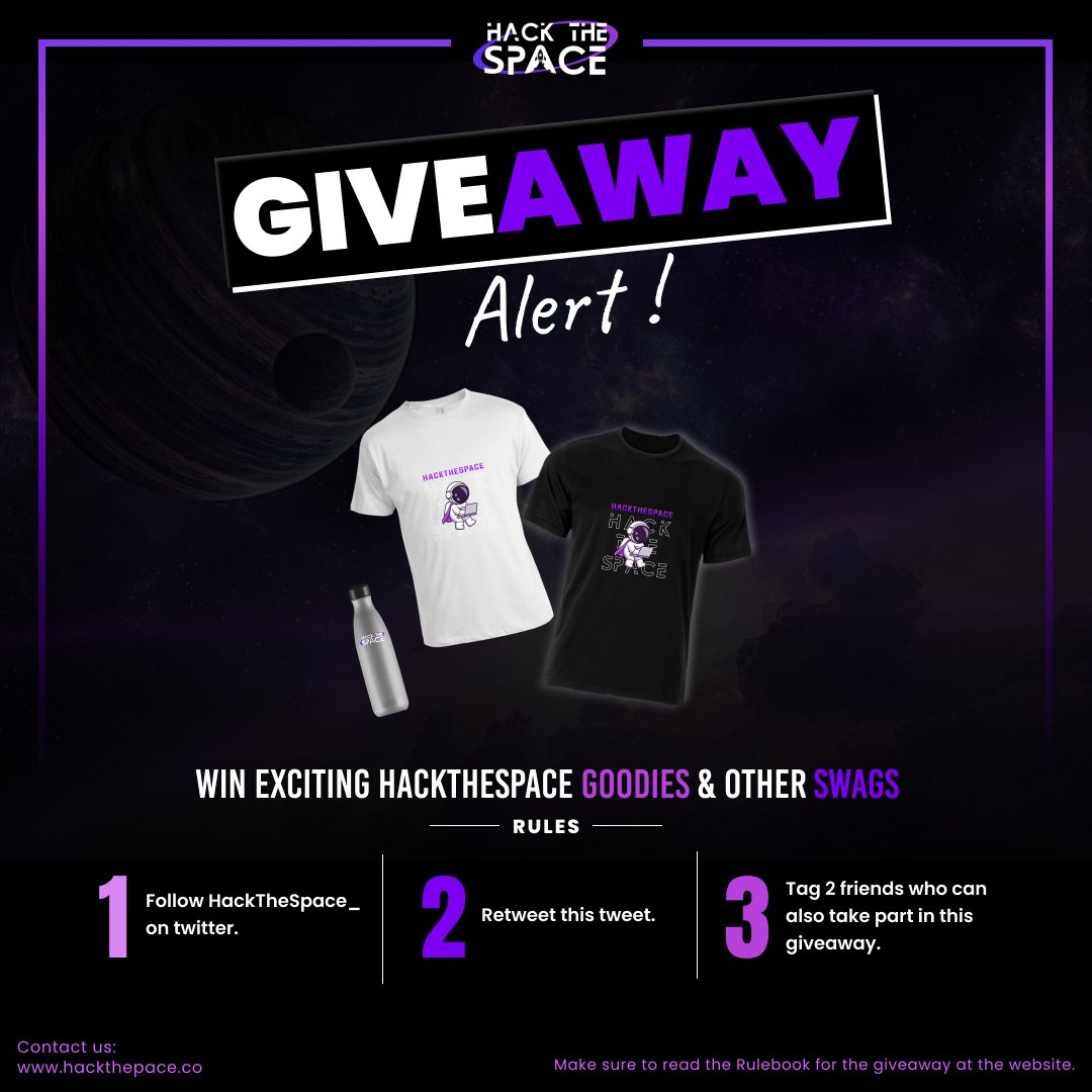 HackTheSpace_'s tweet photo. ATTENTION TECHIES!! 🗣️

The giveaway season is finally here.🥳 Follow the rules and win some exciting goodies! ✨

Hurry up - and spread the word! It's time for the liftoff! 🚀🥳

#hackathon #hackthespace  #HackTheSpace2 https://t.co/8rUrDfYfSj