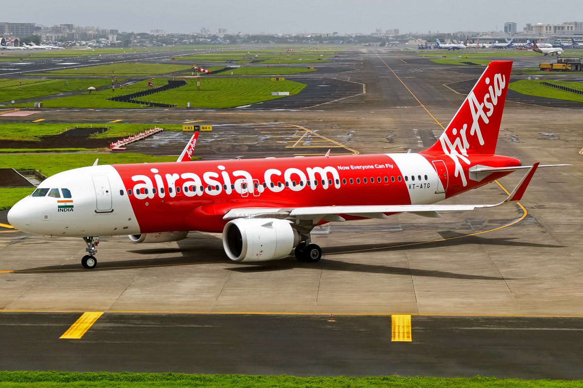 aneesh_bapaye's tweet photo. AirAsia India @Airbus A320-251N [VT-ATG] taxing to rwy 27 at @CSMIA_Official Mumbai as I5942 / IAD942 on the Jaipur (JAI) --> Mumbai (BOM) --> Bengaluru (BLR) routing .

#airasia #airasiaindia #airbus #airbusa320 #a320neo #v1images #planespotter #avgeek #aviation https://t.co/UIGea0ejeT
