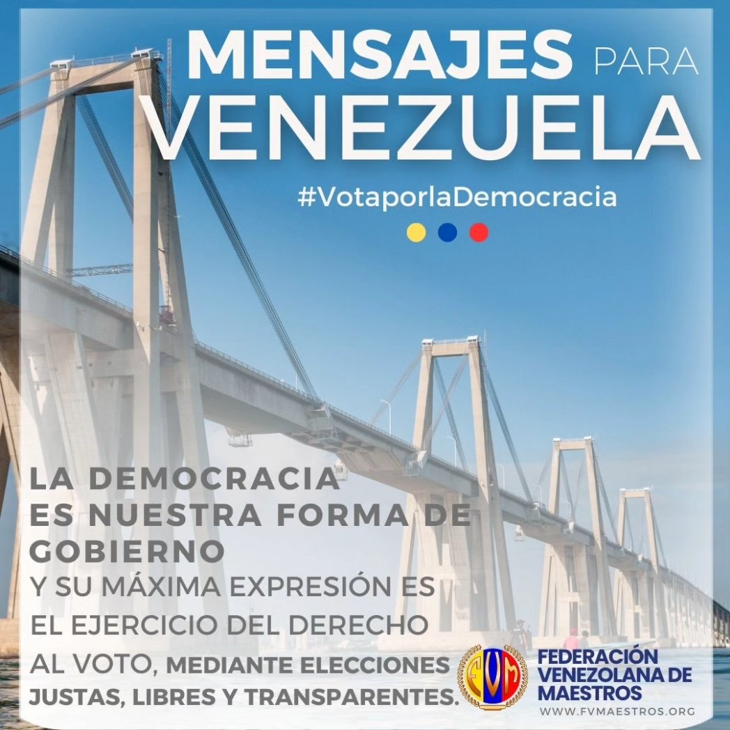fevemaestros's tweet photo. ¿Por qué tu VOTO es importante?, Porque contribuye a construir el futuro que queremos, salvaguardar nuestros derechos y libertades individuales y garantizar que con los valores democráticos sobrevivan muchas generaciones más. 

Este #28dejulio:
🇻🇪 ¡DEDÍCALE UN DÍA A VENEZUELA! https://t.co/GWkiMAc6gM