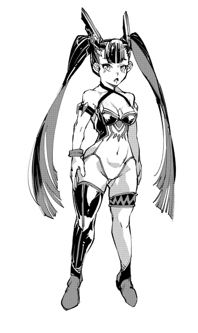 きすんかさんのブックに寄稿すネルガル描き出し。最初にこれをしないと描いているうちに顔が変わるでな。もうちょい背を低くしよう。 